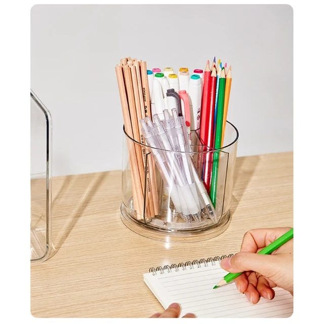 Large-capacity Plastic Pen Holder 360-Degree Rotating Pencil Holder Crayon  Organizer for Kids Children Marker Holder - AliExpress
