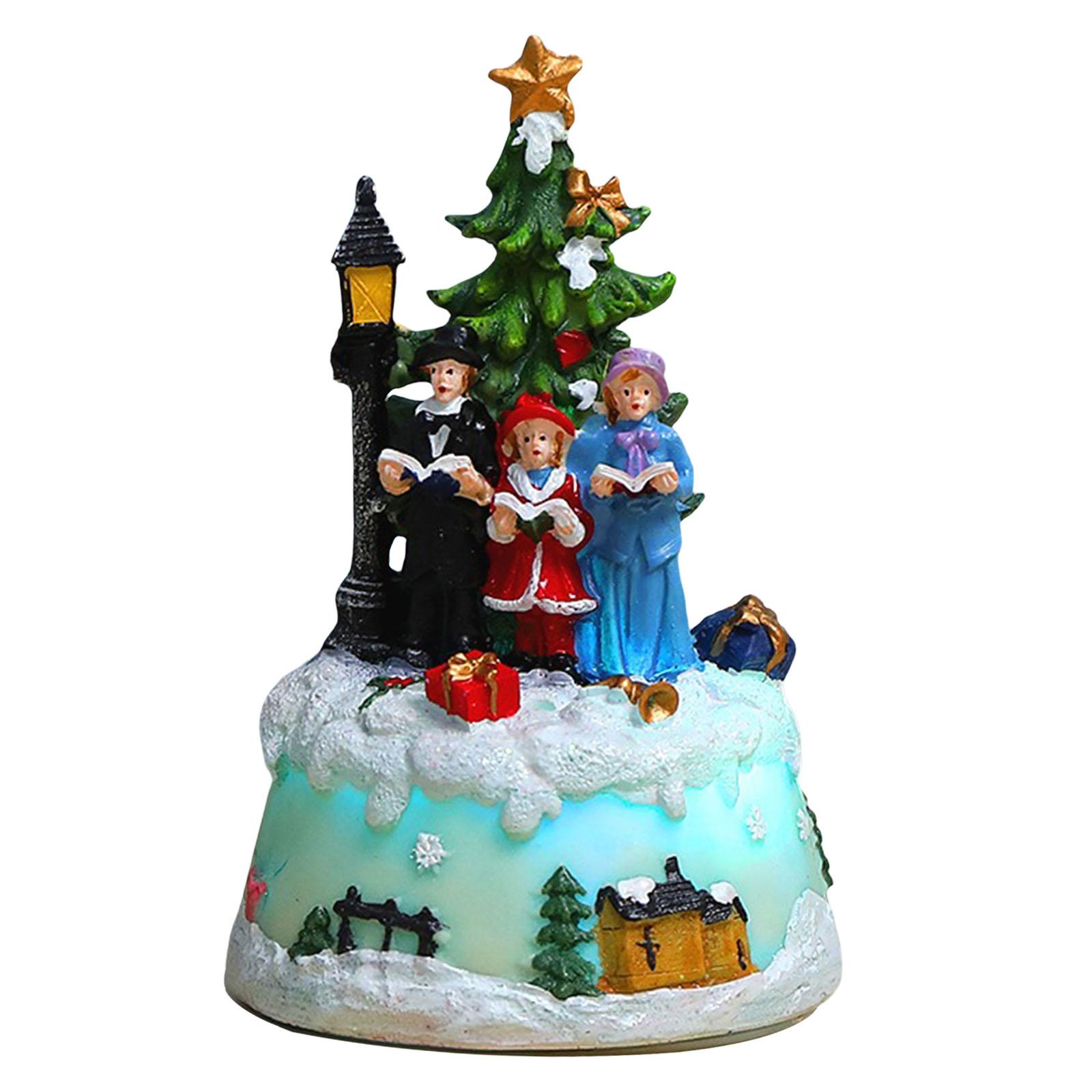 Christmas Scene Village Houses Snowmen Resin Micro Landscape Ornaments Kit  Sets  Decoration 