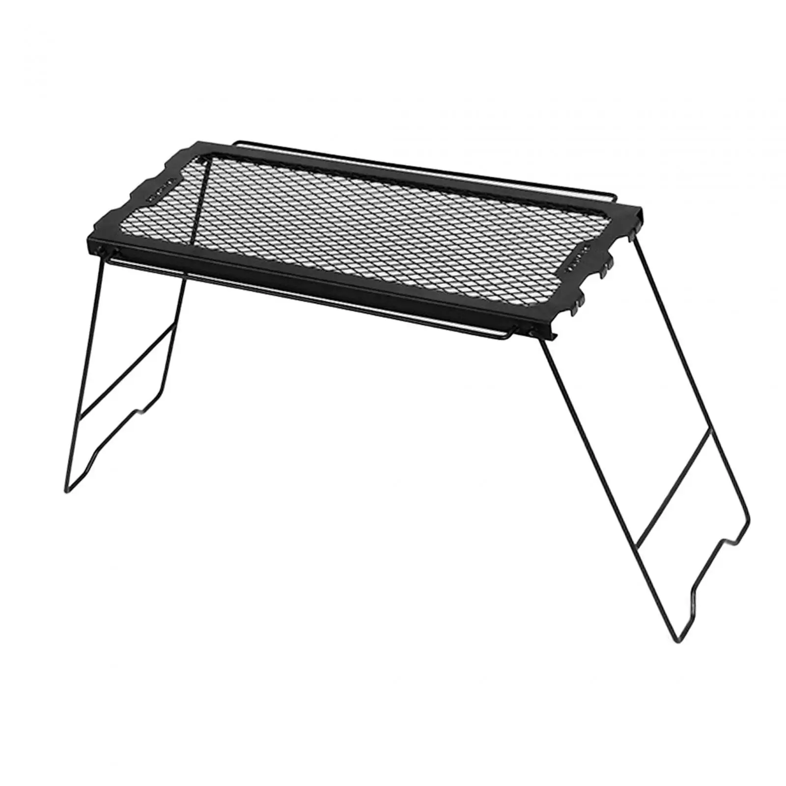 Folding Camping Table, Foldable Campfire Grill with Mesh Desktop, Compact Camping Cooking Grate over Fire for Hiking, BBQ