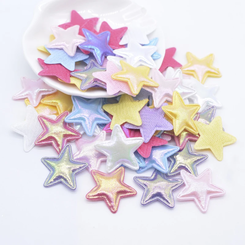 100Pcs 25mm Colorful Star Applique for Handmade Hat Crafts Clothes Sewing Patches DIY Headwear Clips Bow Decor Accessories