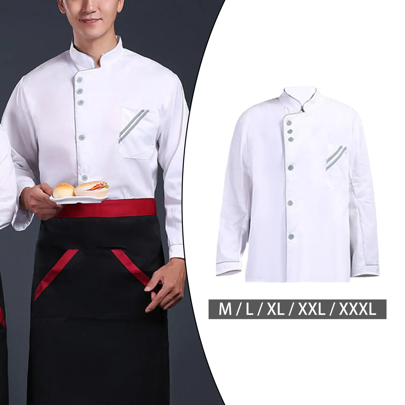 Men Women Chef Coat Jacket Utility Breathable Workwear for Hotel Bar