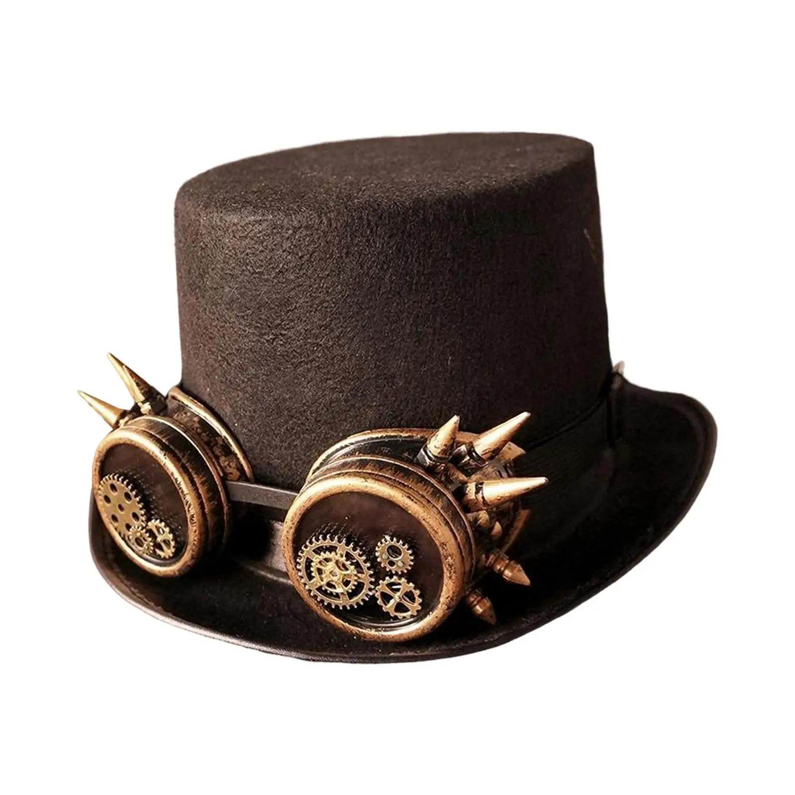 Men Women Steampunk Top Hat Brown Headwear Fedora for Cosplay Novelty Item