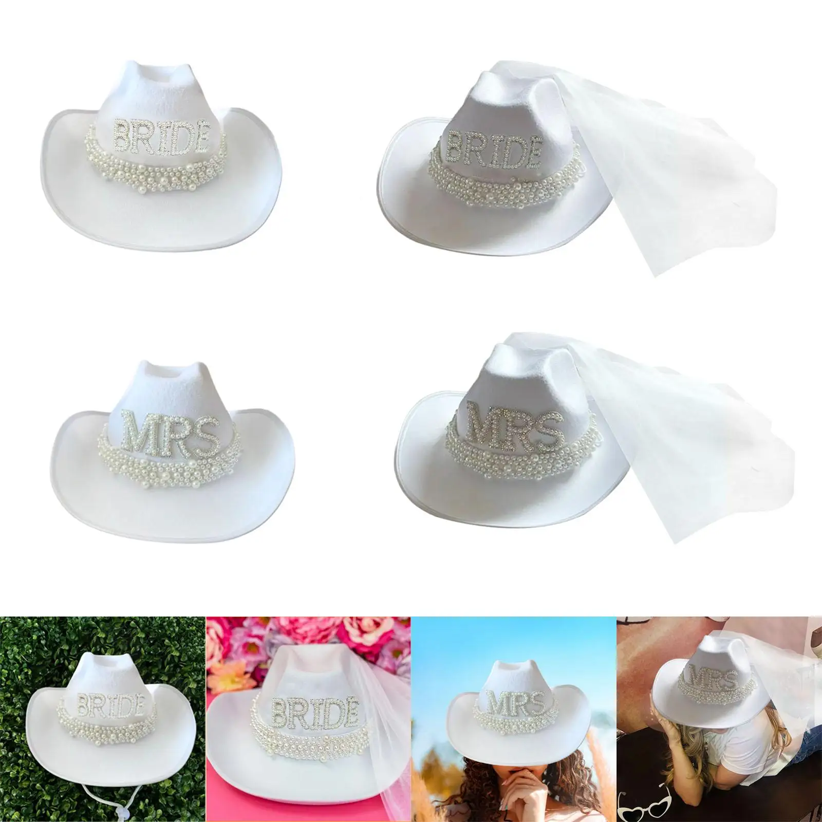 Women Cowboy Hat Costume Clothes Cow Boy Hats for Bridal Wedding