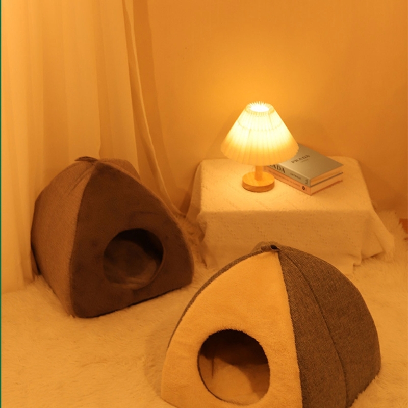 Title 3, Pet Warm Bed House Soft Indoor Semi-closed Cave...