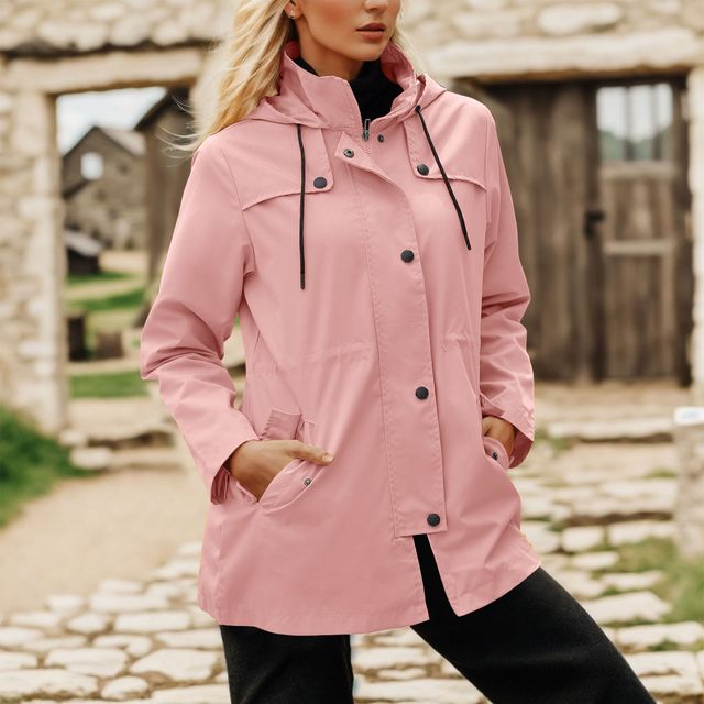 Veste De Pluie Femme Légère Imperméable Coupe-vent - Capuche Réglable, Séchage Rapide, Voyage