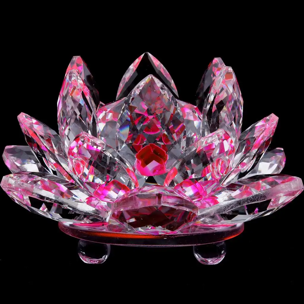 Crystal Sparkle Statue Lotus Flower Crafts Figure PAINTING Ornaments