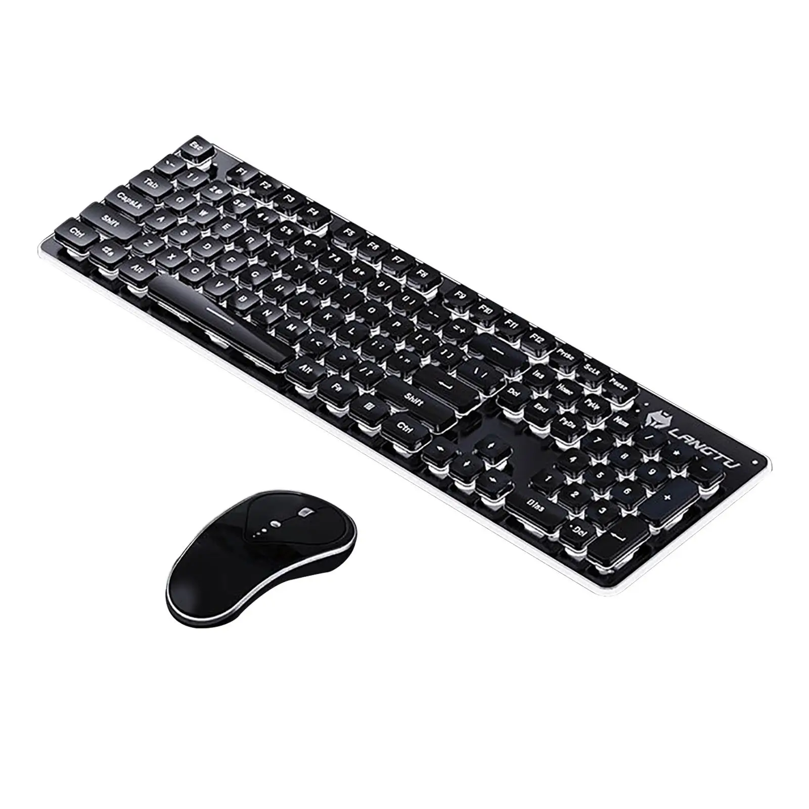 Compact 2.4G Wireless Keyboard Mouse Combo 104 Keys Ergonomic Shape Chocolate Keycaps Keyboard Mouse Set for Notebook Computer