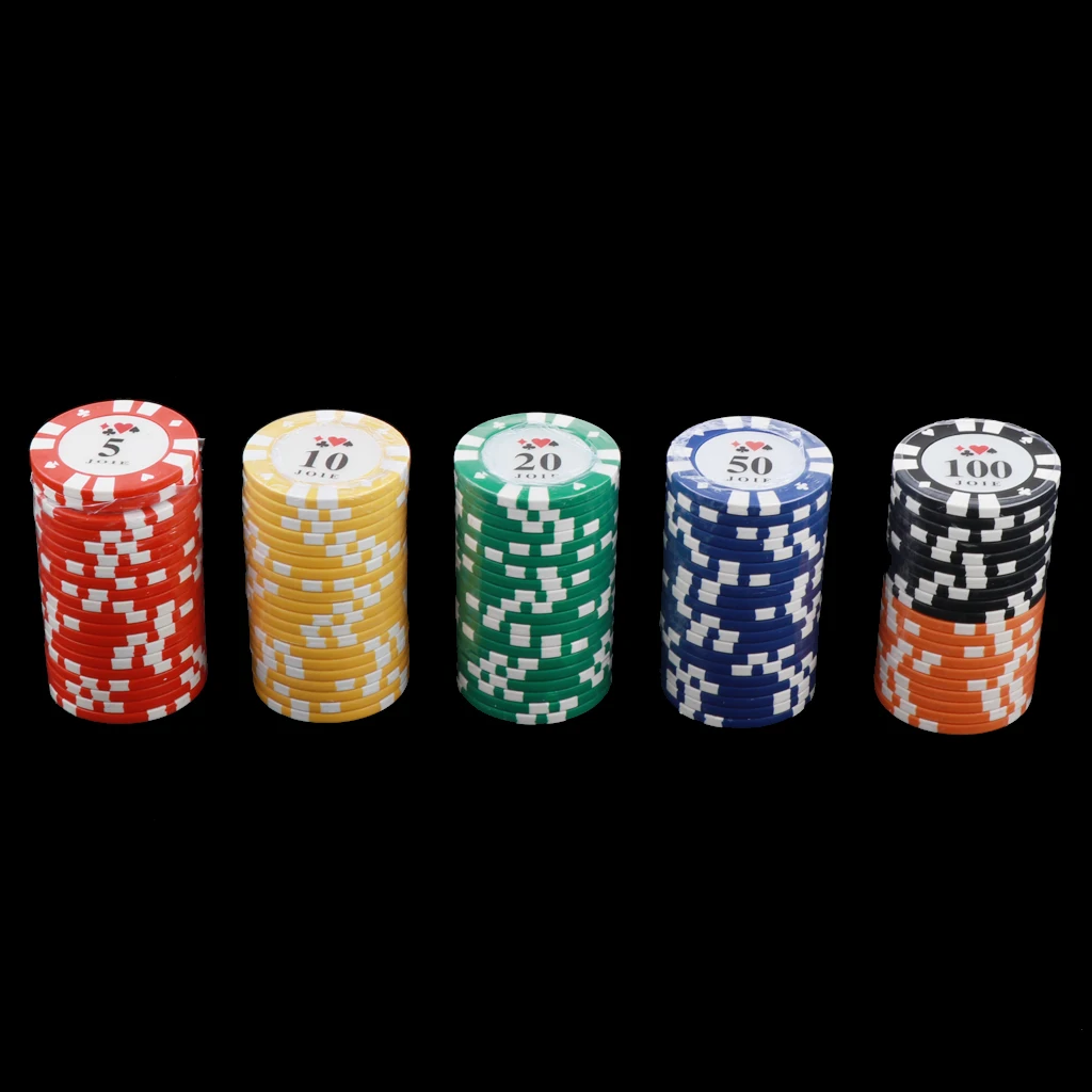 100x Counting Counters Poker Chips with 5,10,20,50,100 Denomination Set