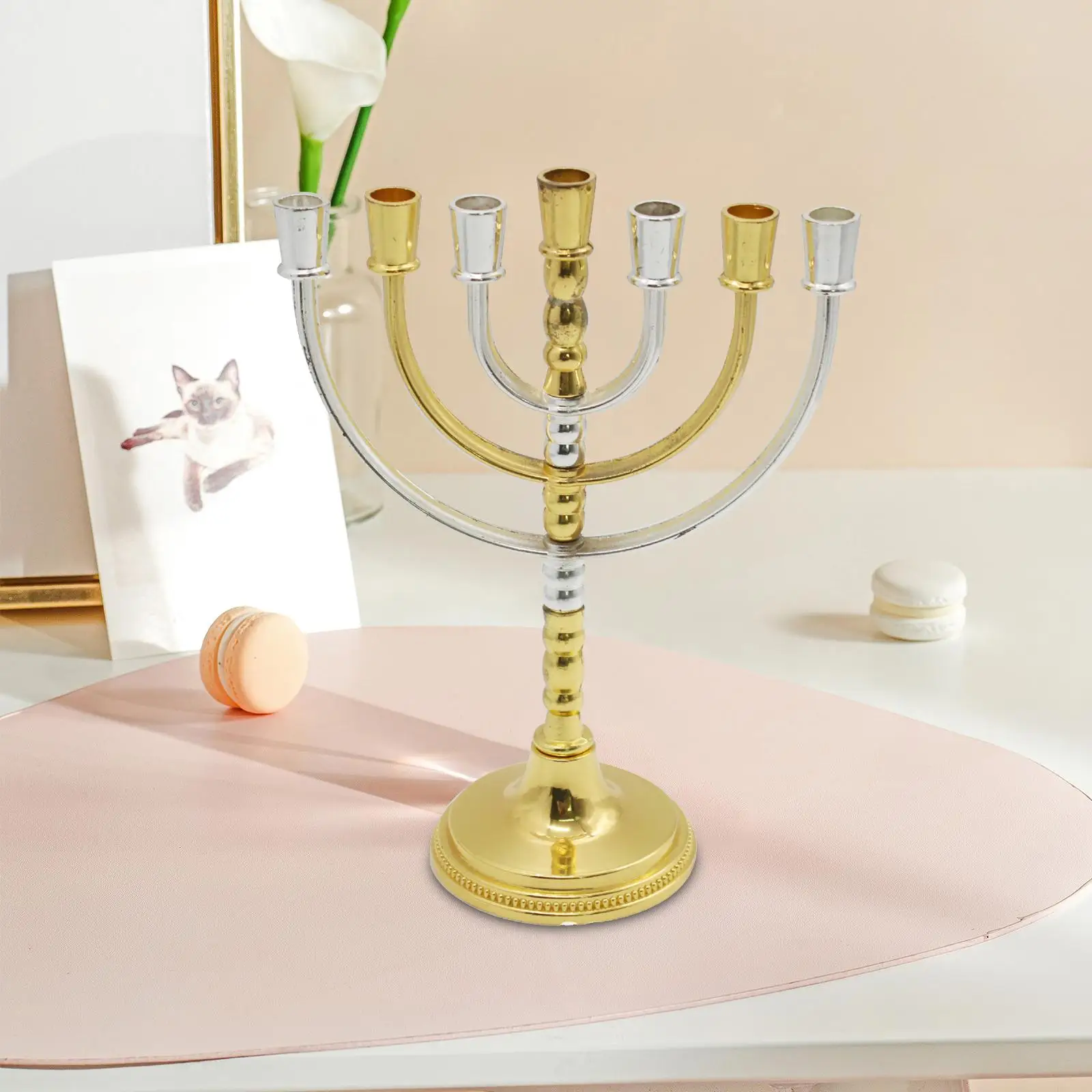 Hanukkah Menorah Israel Taper Candle Holders Antique Designed Candle Holder for Fireplace Festival Banquet Living Room Decor