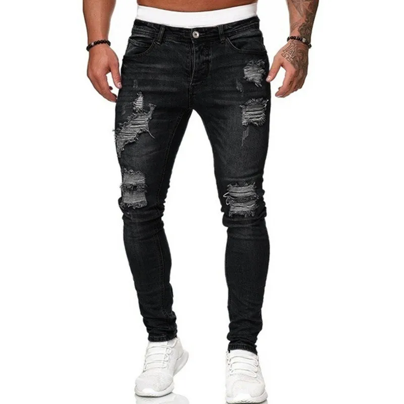 Title 3, Jeans skinny strappati streetwear di nuova moda...