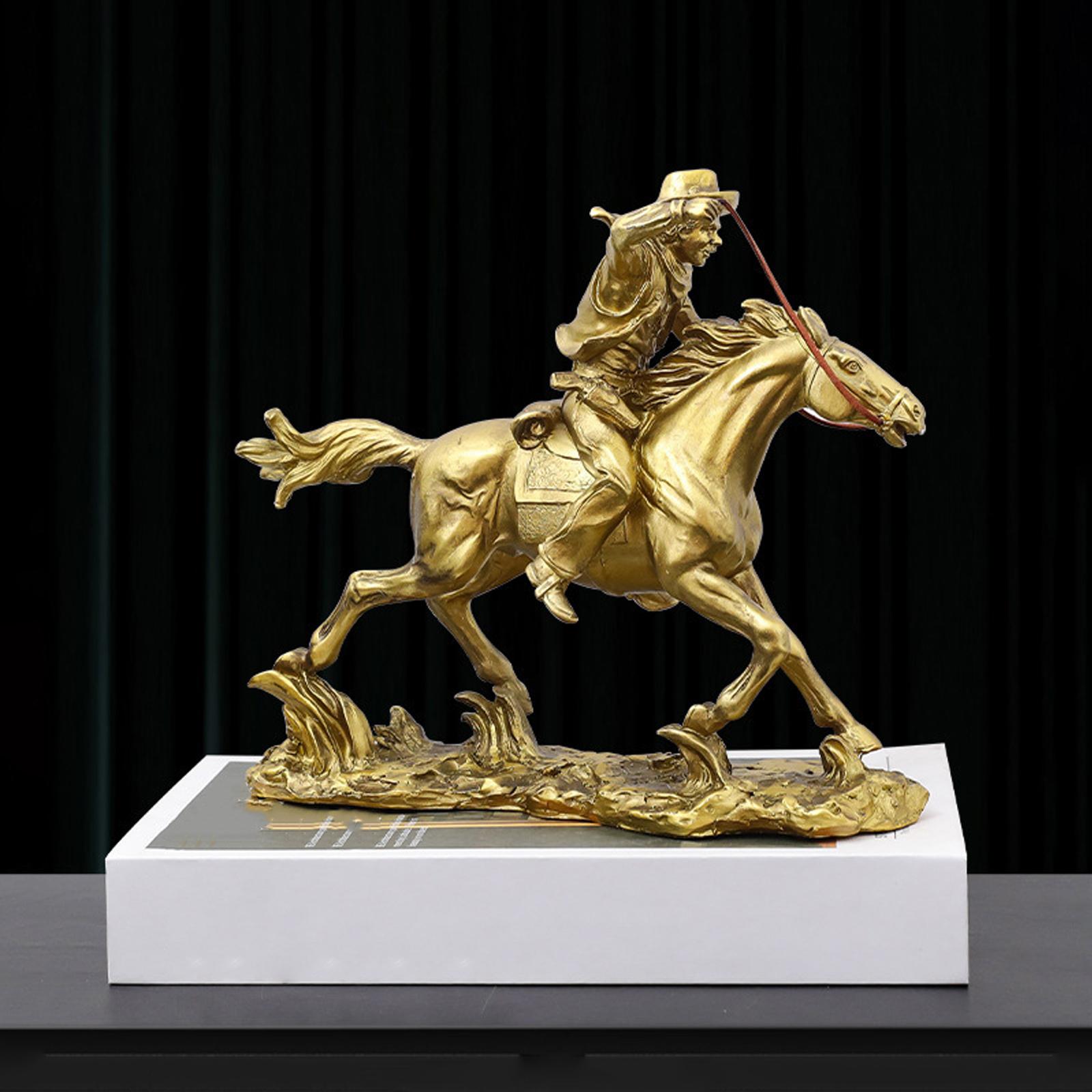 Horse Riding Statuette Sculpture Ornaments Animal Figure Statue for Shelf TV