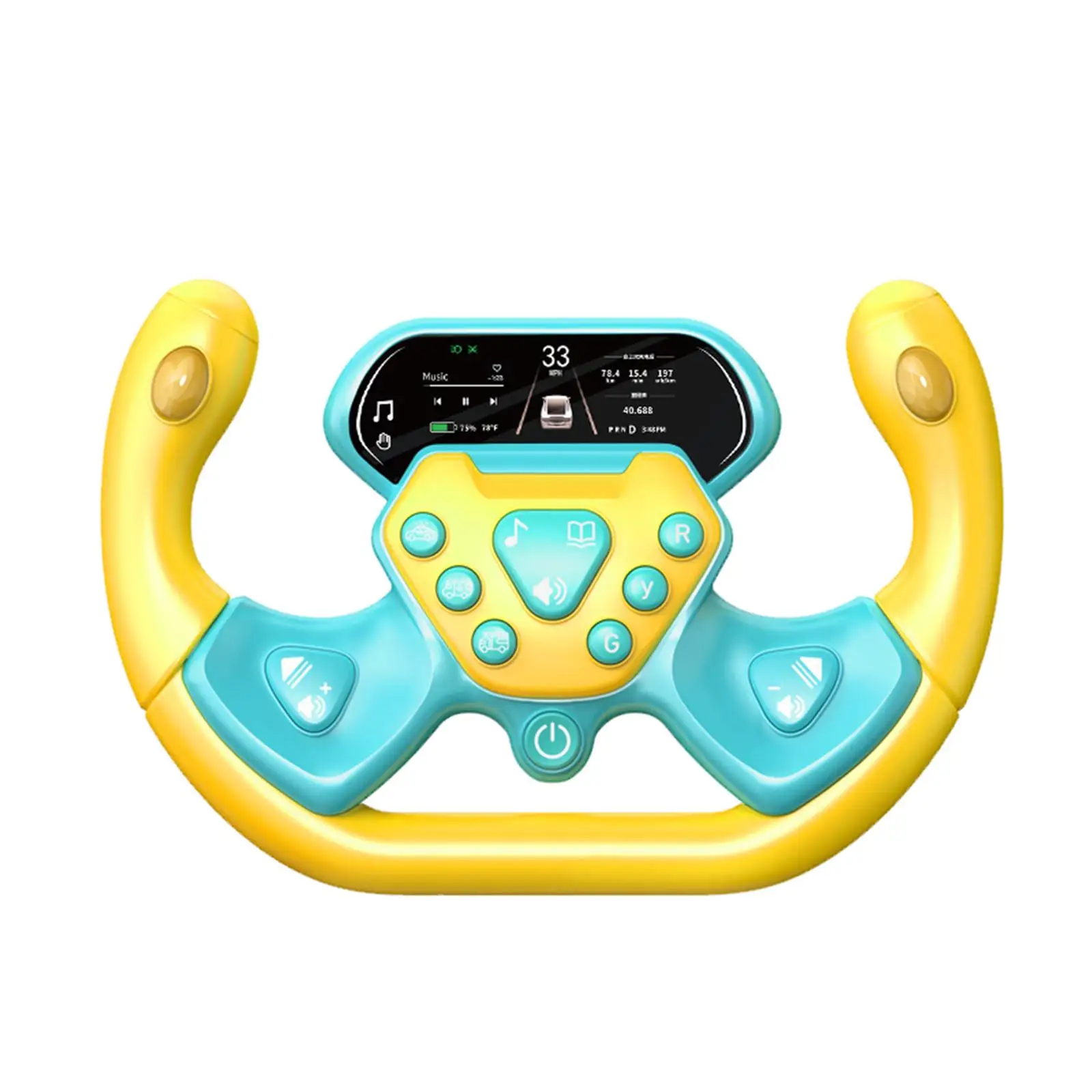 Racing Simulation Steering Wheel with 1880 Music Interactive Car Seat Toy 360 Degree Rotation