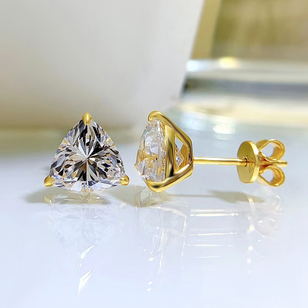 PuBang Fine Jewelry Ohrstecker aus echtem 925er-Sterlingsilber mit Trillion-Schliff-Edelstein, hergestellt mit Moissanit-Ohrsteckern für Frauen, Geschenk im Großhandel – Detail 4