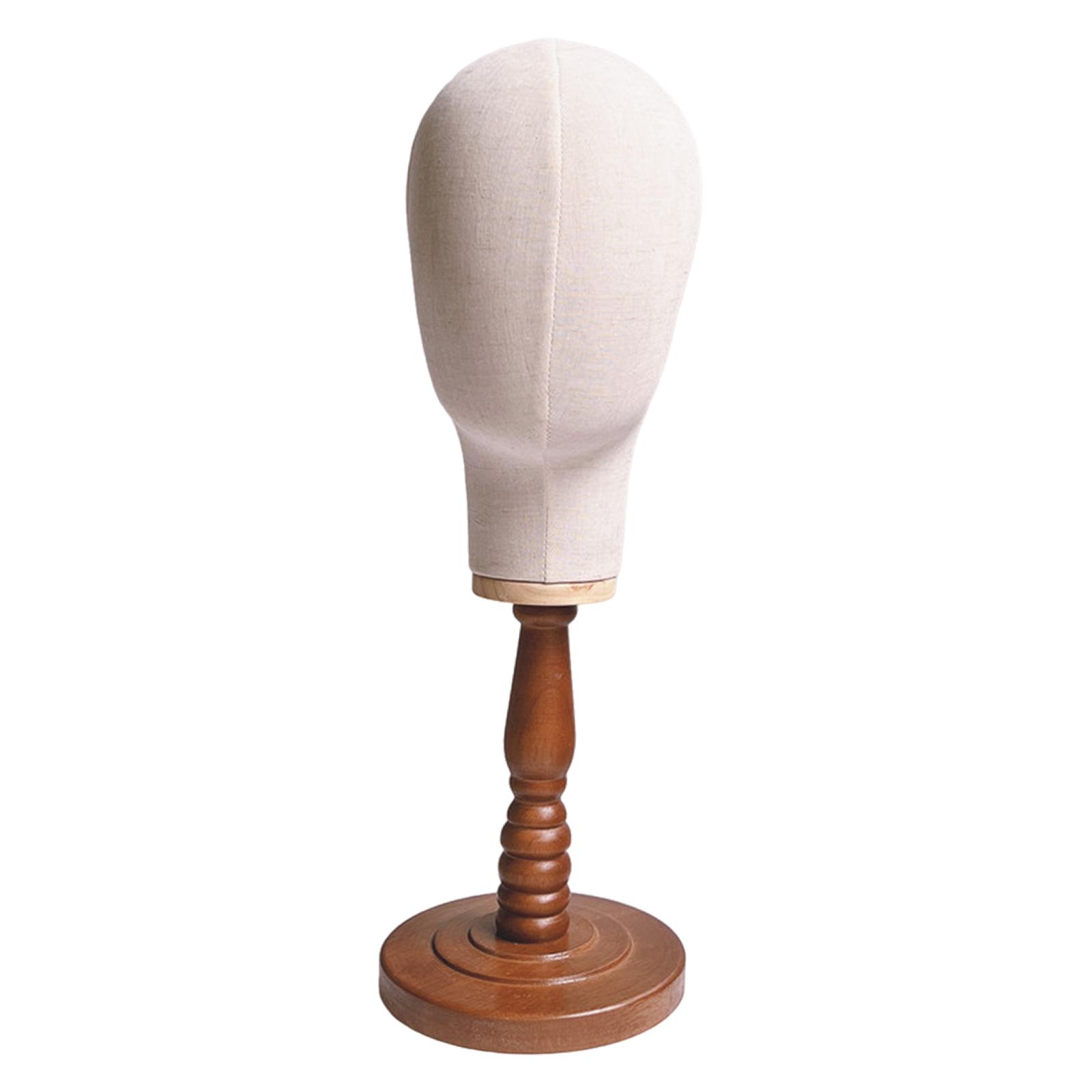 Hat Head Display Tabletop Manikin Head with Wood Base for Home Salon Hairdresser Training Styling Drying Beginner Stylist