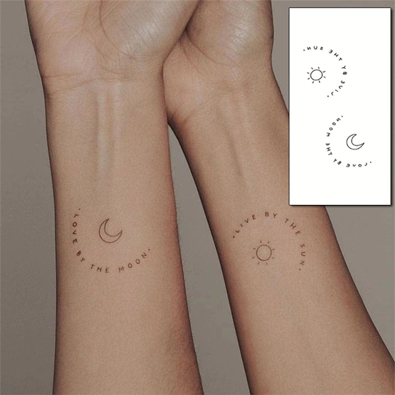 Best of Waterproof Temporary Tattoo Stickere Sun Moon English Design Body Art Fake Tattoo Flash Tattoo Wrist Ankle Female Male Reviews & Tips