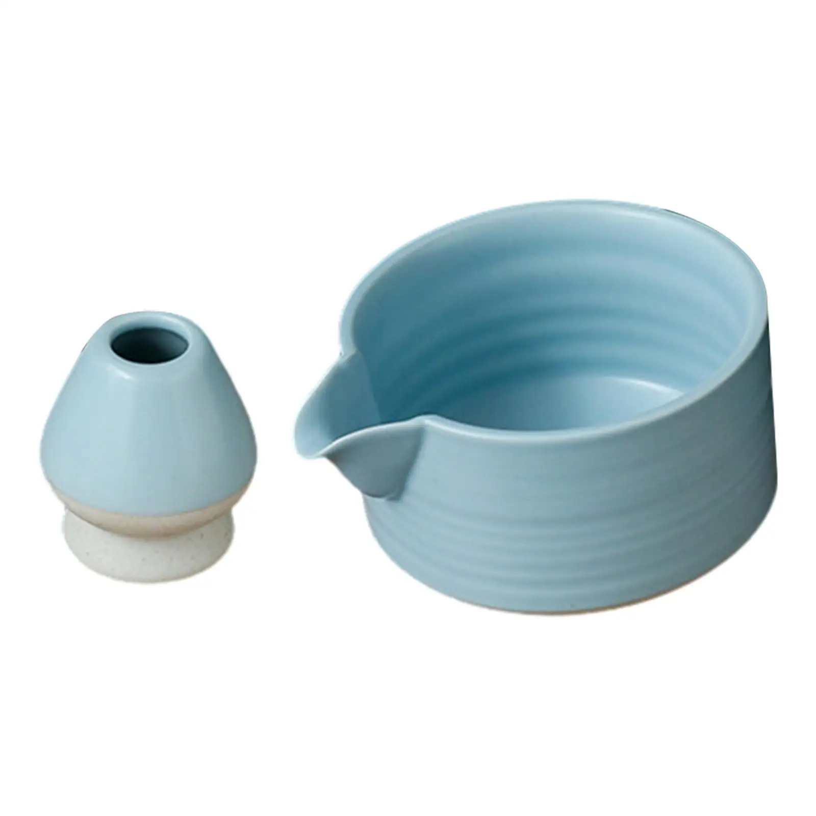 2 Pieces Japanese Ceramic Matcha Bowl Matcha Bowl and Matcha Whisk Holder Set for Japanese Matcha Preparation Tea Lovers Gift