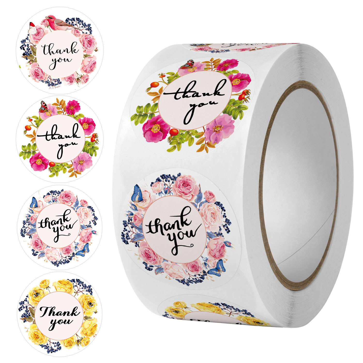 100–500 Stück Dankeschön-Aufkleber für Siegeletiketten, runde, florale, mehrfarbige Etiketten, handgefertigte Aufkleber für Geschäftsangebote, Schreibwarenaufkleber – Detail 8