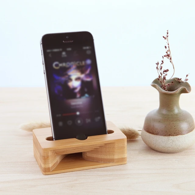 Soporte movil o iPhone - Tronco de madera