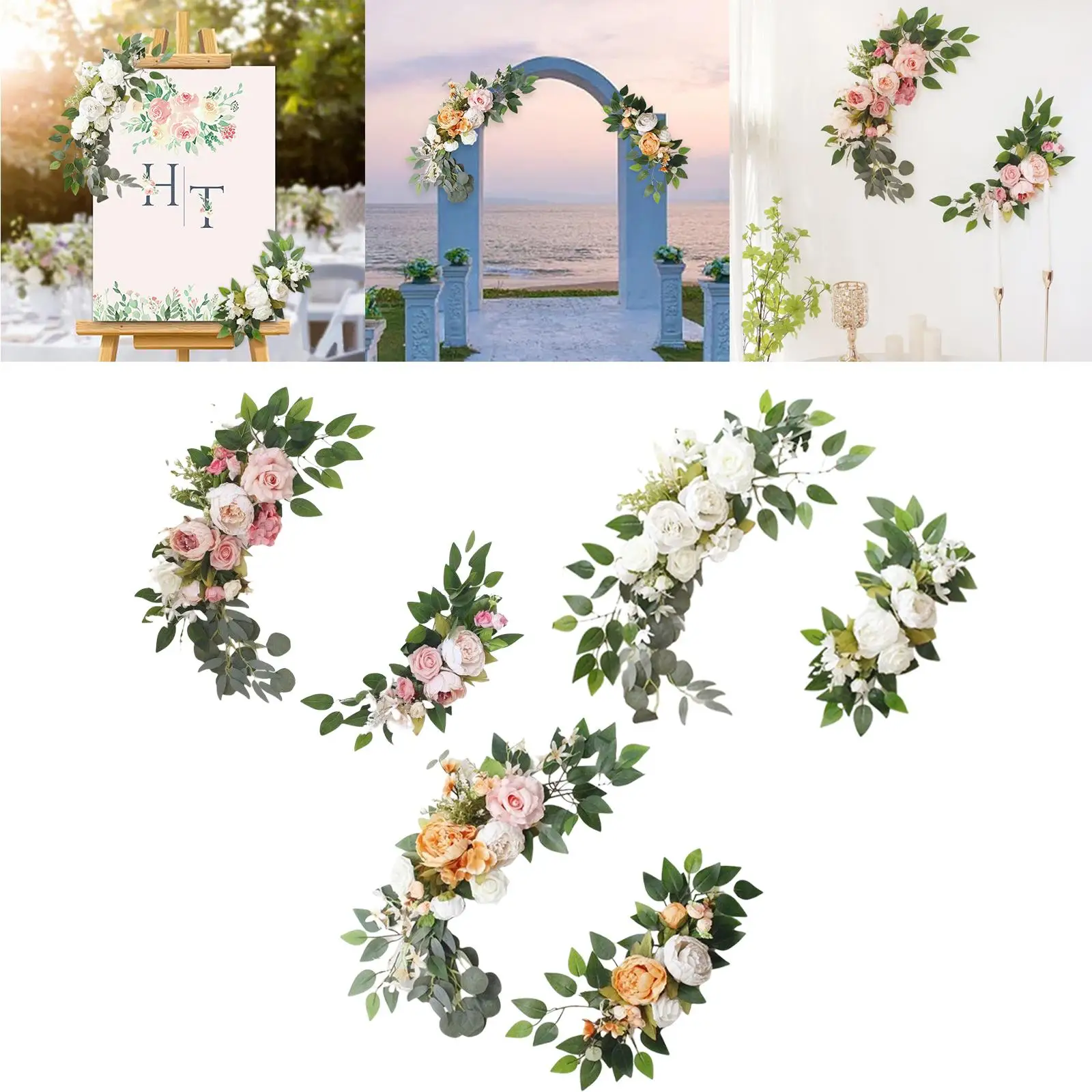 2x Silk Wedding Arch Flowers Kit Reception Centerpieces Kit Arch Decorations