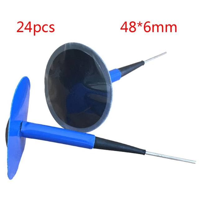 Kit Réparation Pneus 24 Pièces - Rustines Champignon 6mm - Pour Voiture, Moto, Vélo - Colle Incluse
