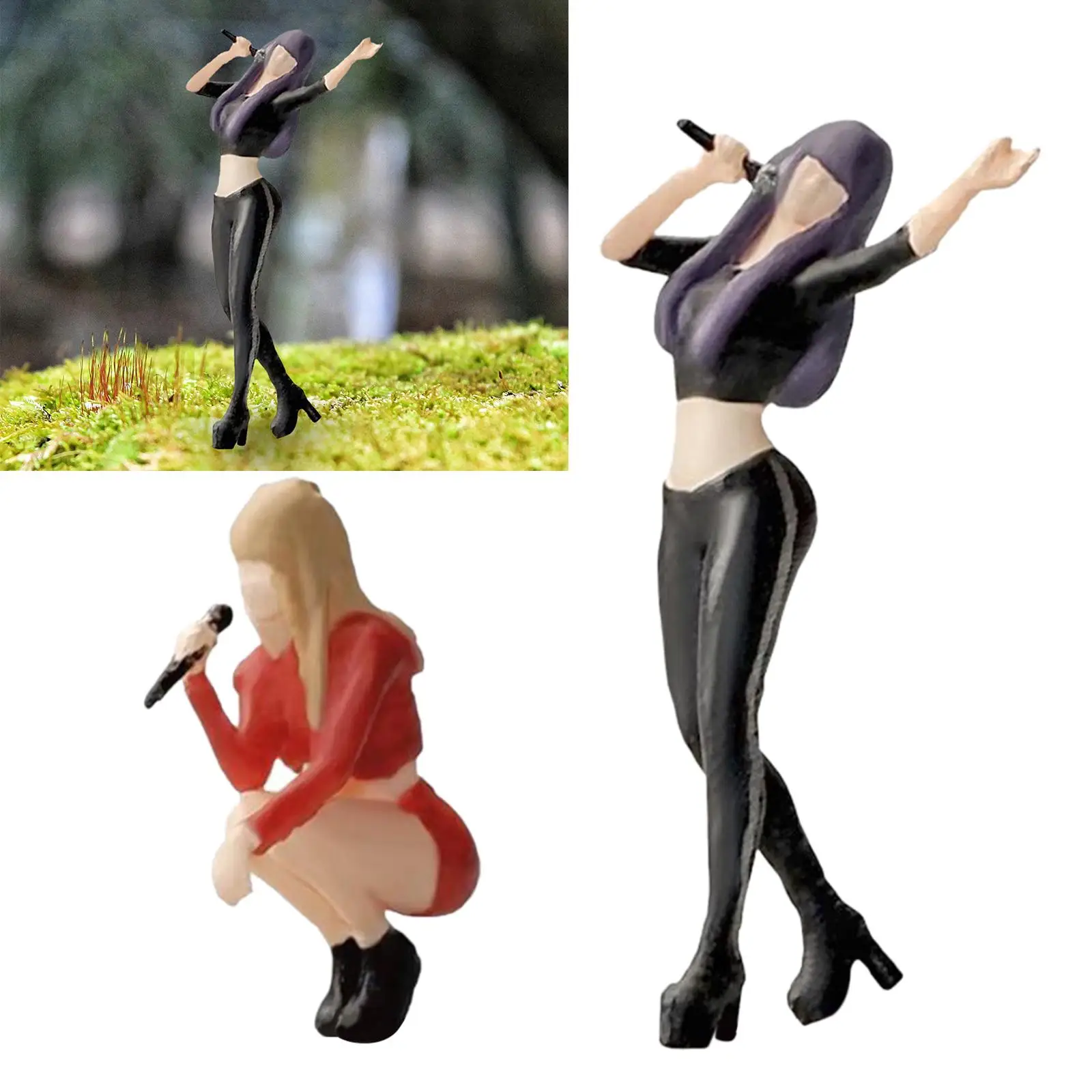 1/64 Scale Singer Model Figures Ornament Simulation Figurines Miniature People Model 1/64 Singing Figures DIY Projects Accessory