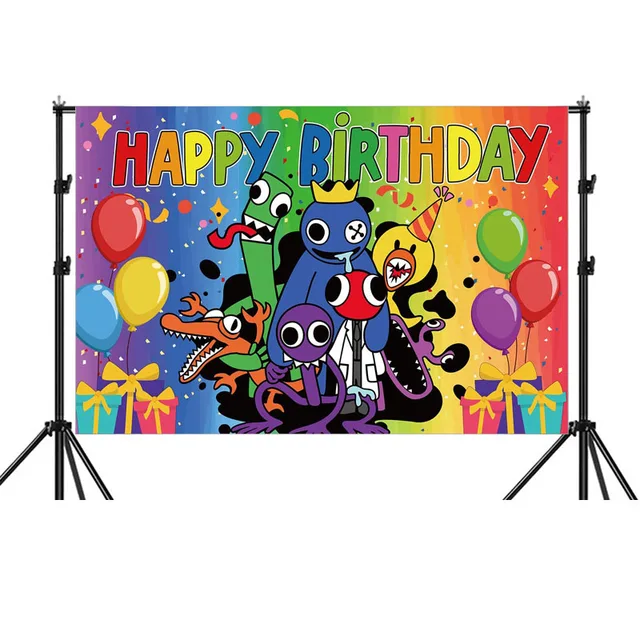 [Ready Stock] New Arrival ~彩虹朋友Rainbow Friends Roblox(Design 2) theme Happy  birthday banner backdrop background(Approx 100 x 150cm) ～ Party Deco.