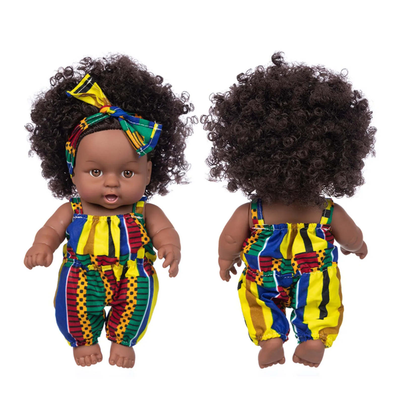 African Black Baby Toy Realistic Brown Eyes And Soft Black Skin Simulation Cartoon Doll Cute Mini Boy Girl Child Gift