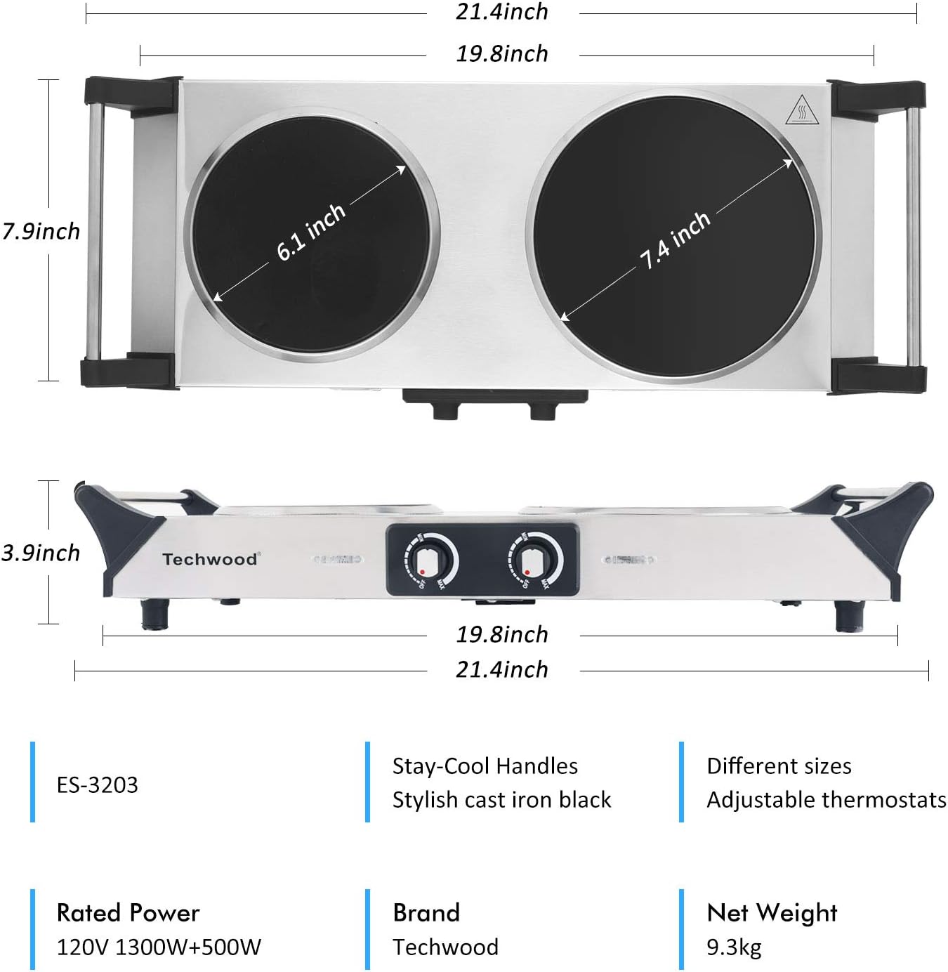 Title 5, Techwood Electric Stove, Double Infrared Cerami...