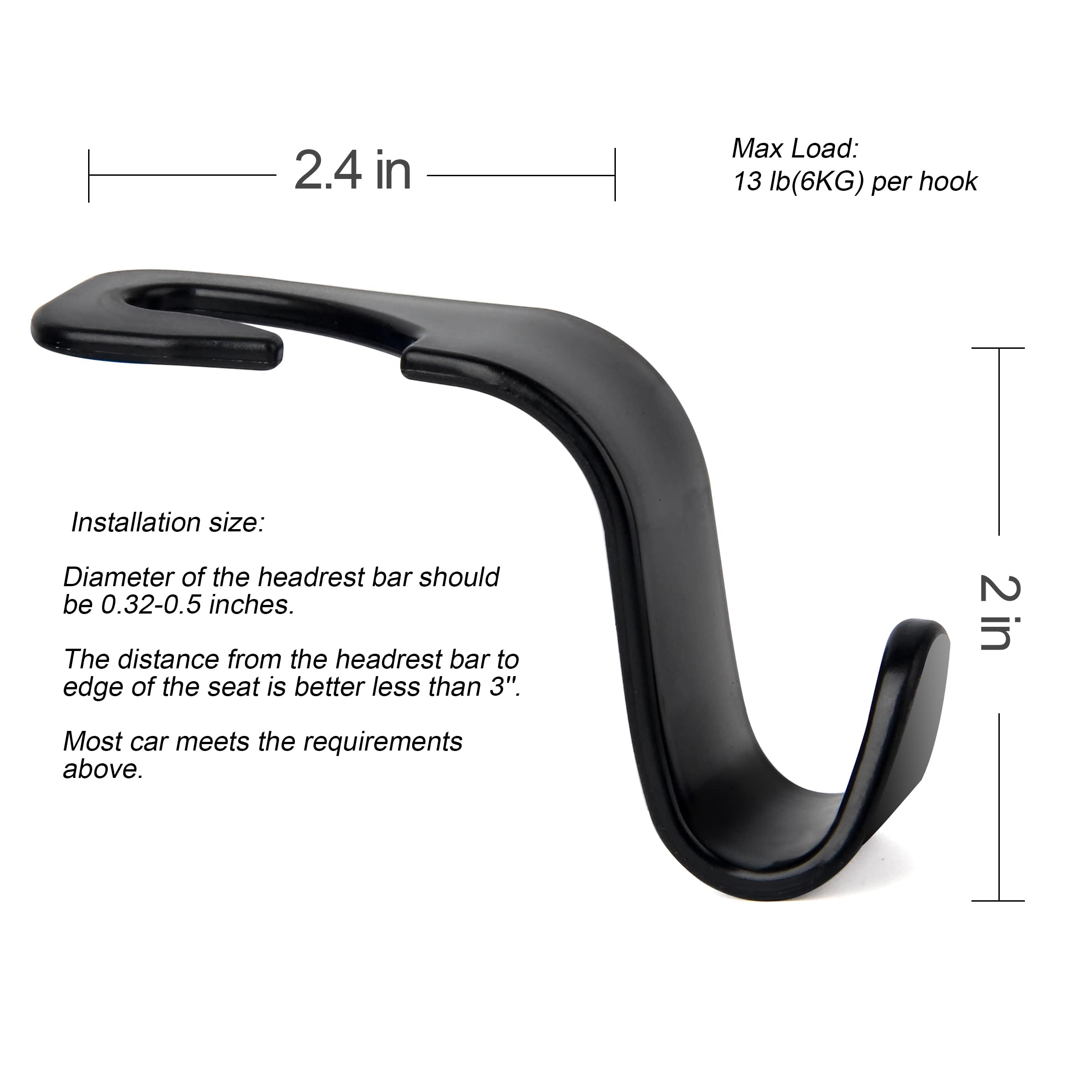 Car Seat Back Hooks Trunk Organizer Vehicle Headrest Hanger Clips Durable Truck Handbag Storage Hanger Car Accessries 1/2/4Pcs
