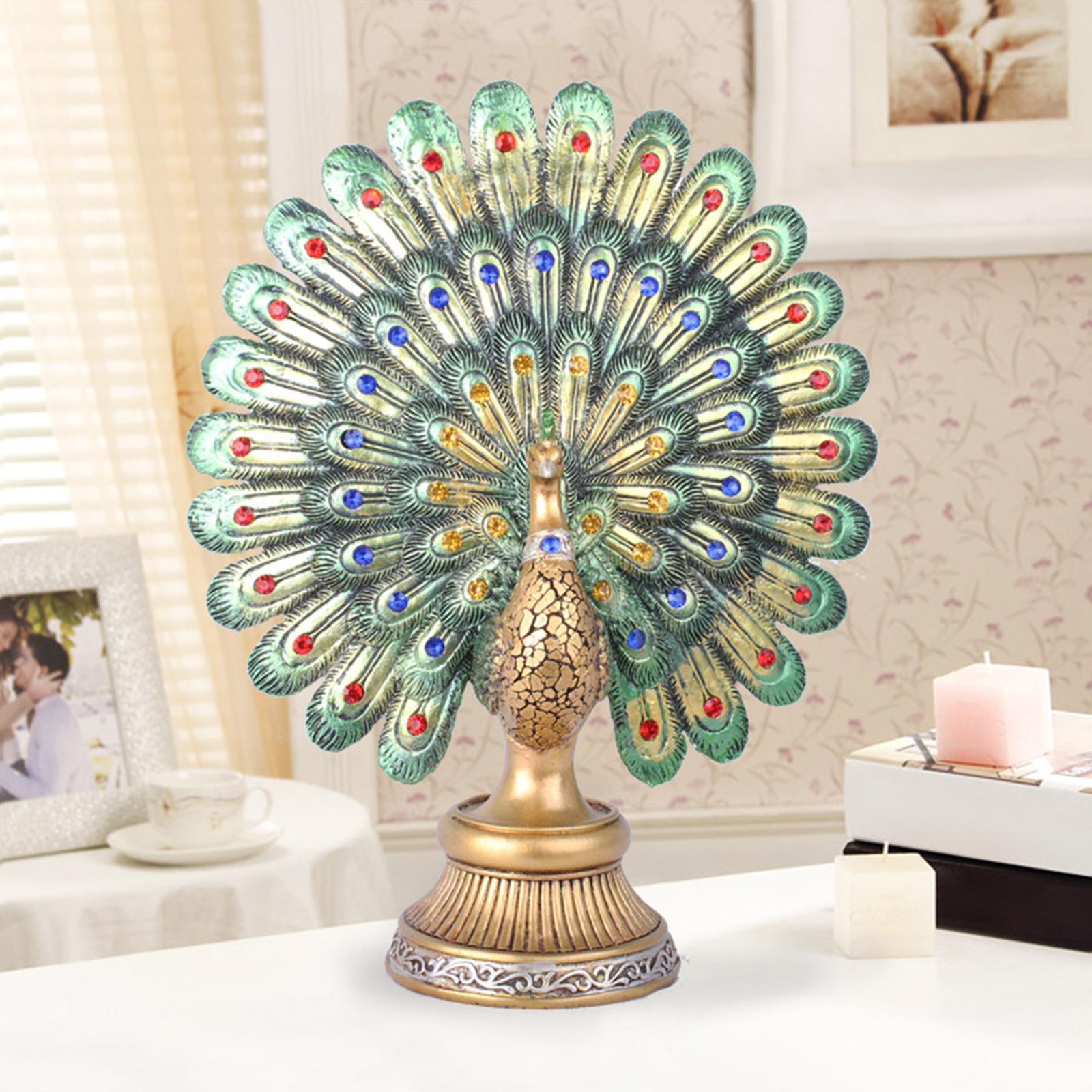 Creative Peacock Statue Sculpture Art Crafts Modern Animal Figurines for Garden Home Entry Decor Porch Entrance Accessories