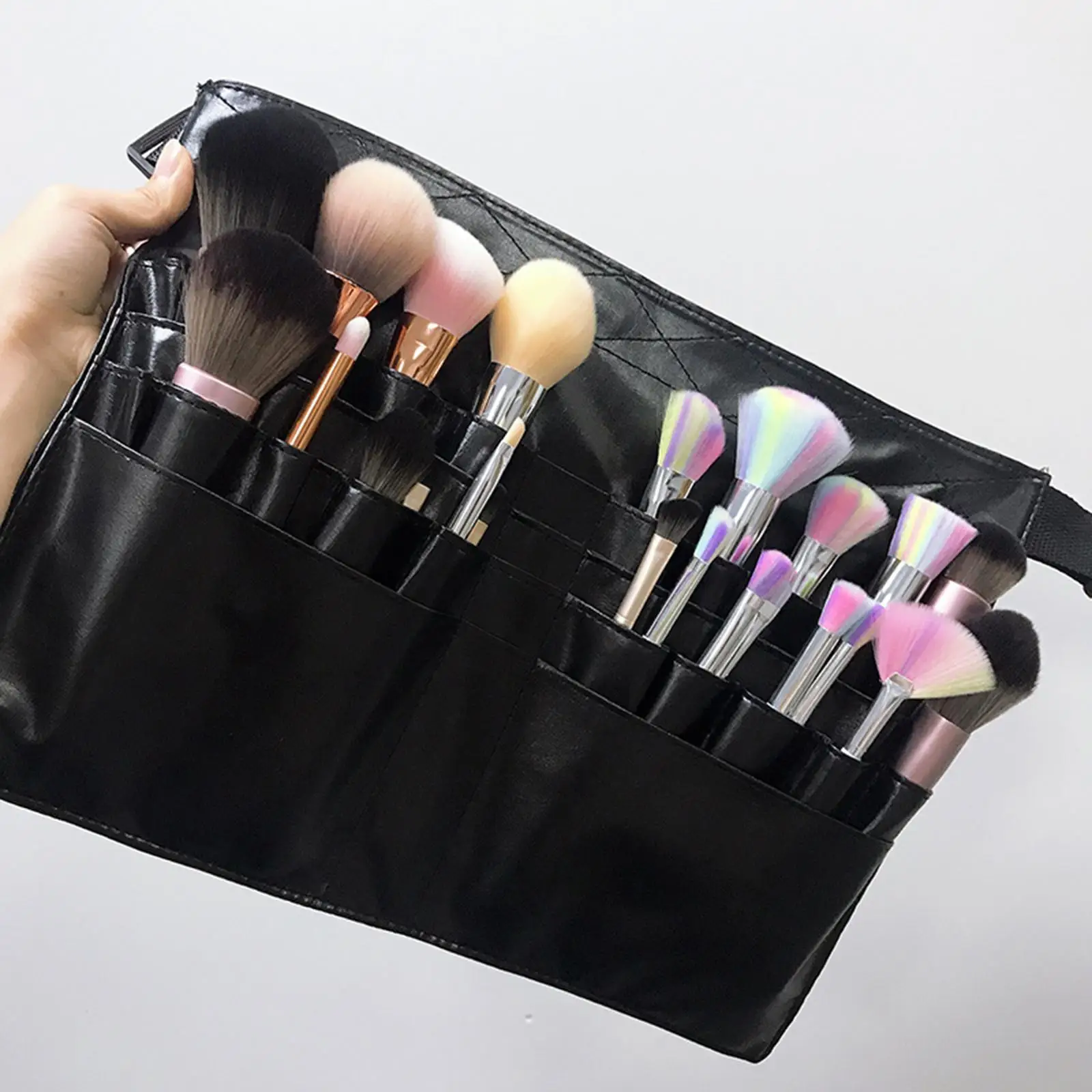 Makeup Brush Bag Adjustable with Belt Stra 32 Pockets Holder Case for Artist