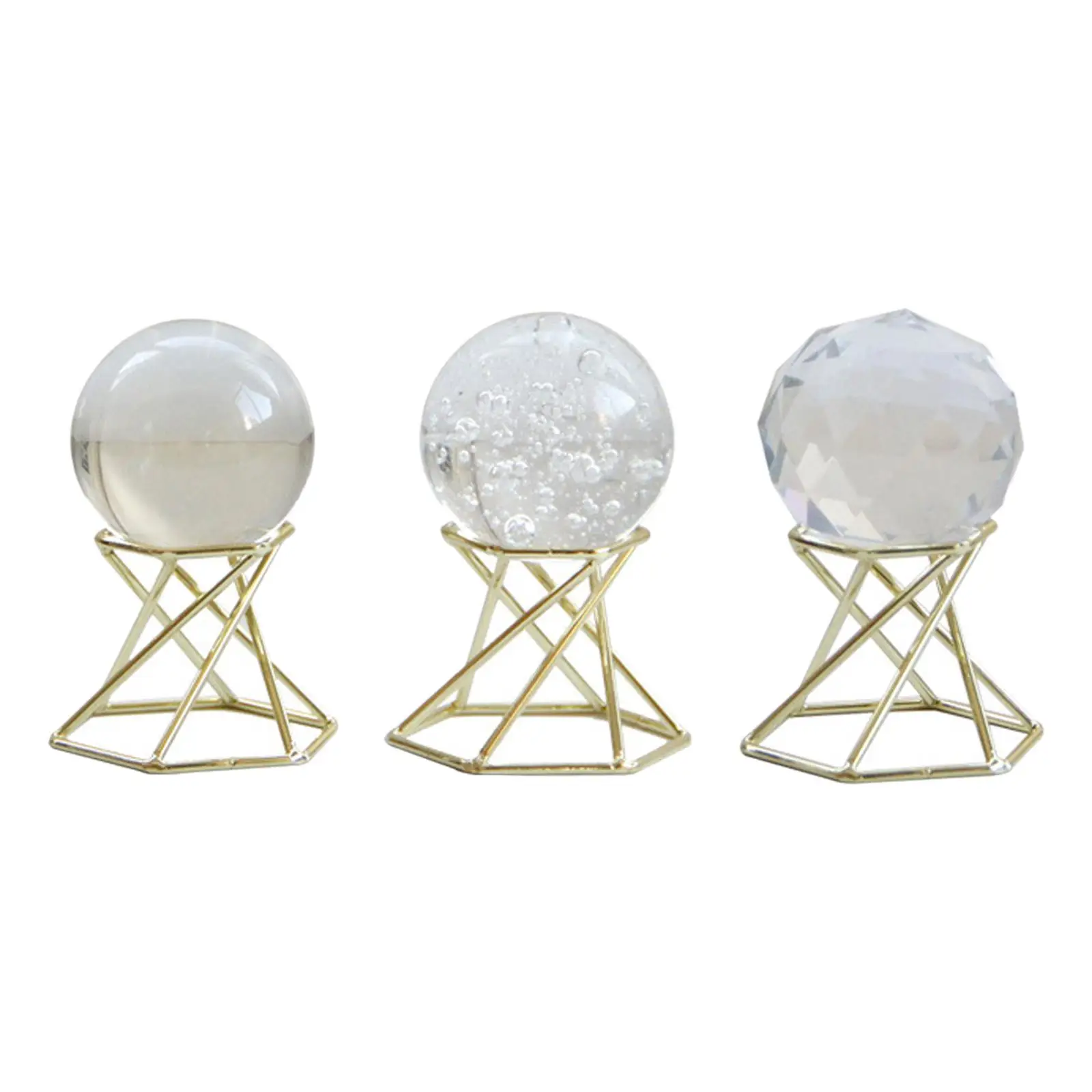 Creative Ball with Metal Stand Collectable Craft Ball Holder for Restaurant Table Bedroom Decor Gift