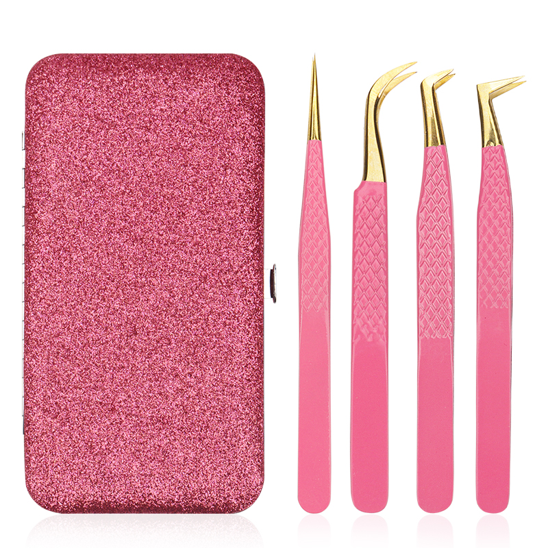 Best of Eyelashes Tweezers Bag Set Precision Stainless Steel Clip Lashes Extension Application Tools Tweezer Storage Protective Box Reviews & Tips