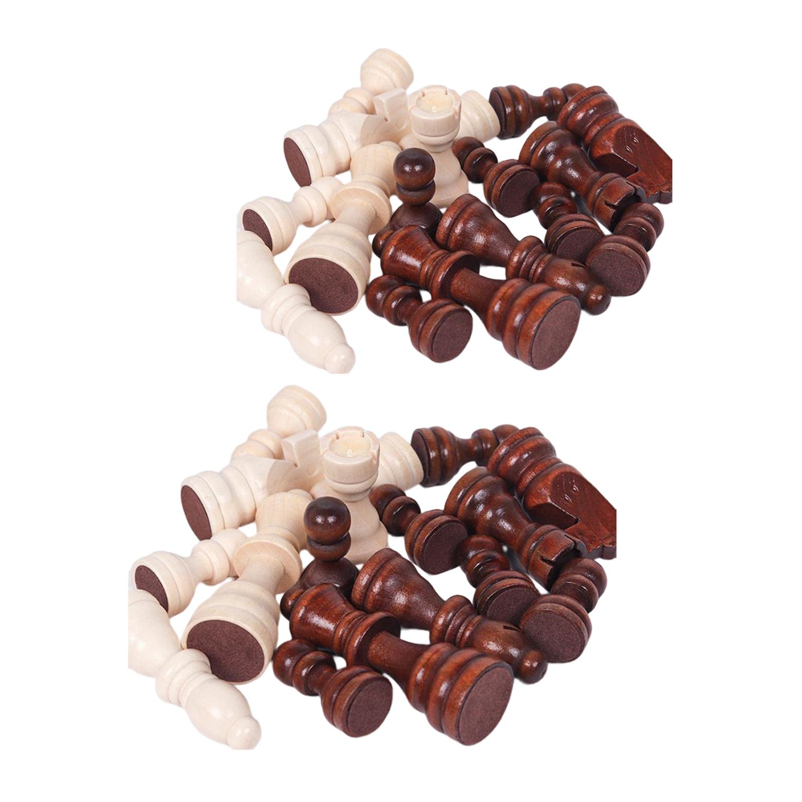 Wooden Chess Pieces Set 32 Pieces Develop Intelligence Puzzle Game Accessories Exquisite Workmanship