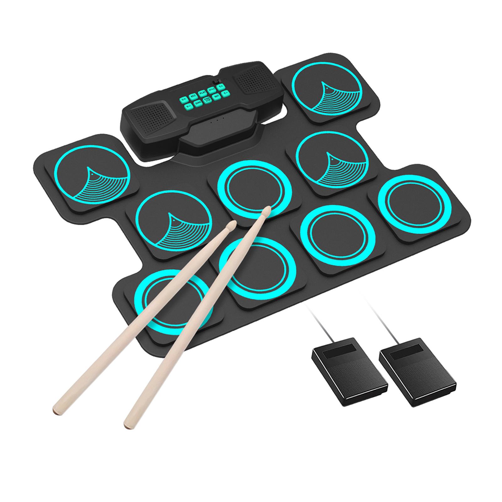 Digital MIDI Practice Drum Pad 10 Demo Songs Electronic Drum Set for Festival Gifts