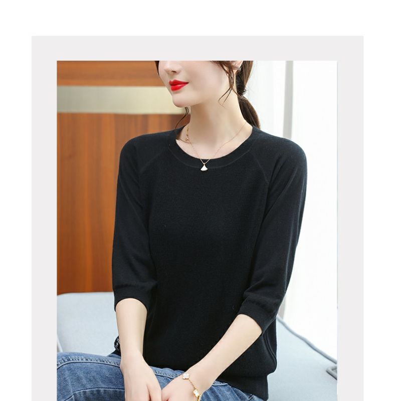 Frühling Herbst elegante Mode Harajuku Slim Fit Tops Frauen lässig lose alle Match Unterhemd o Hals Einsatz Patchwork T-Shirts – Detail 20