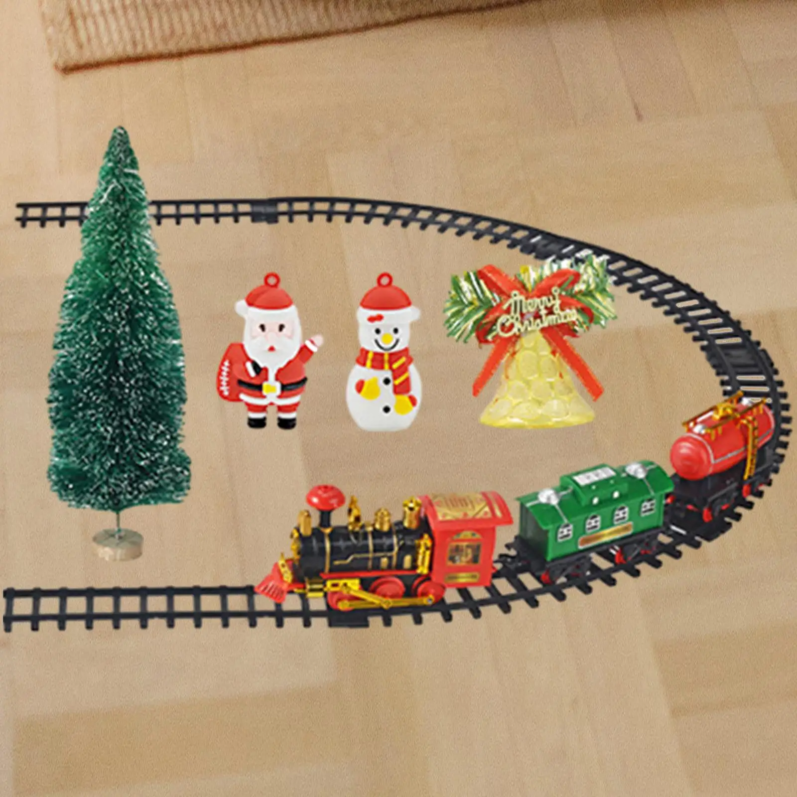 Electric Train Set Christmas Train Battery Powered DIY Train Toys with Sound and Light Railway Track Set for Boys Birthday Gifts