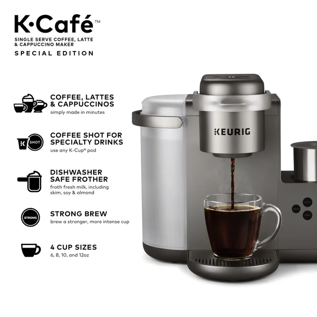 Keurig K-Cafe Single Serve K-Cup Coffee Maker with Milk Frother, Latte Maker  and Cappuccino Maker, Dark Charcoal - AliExpress