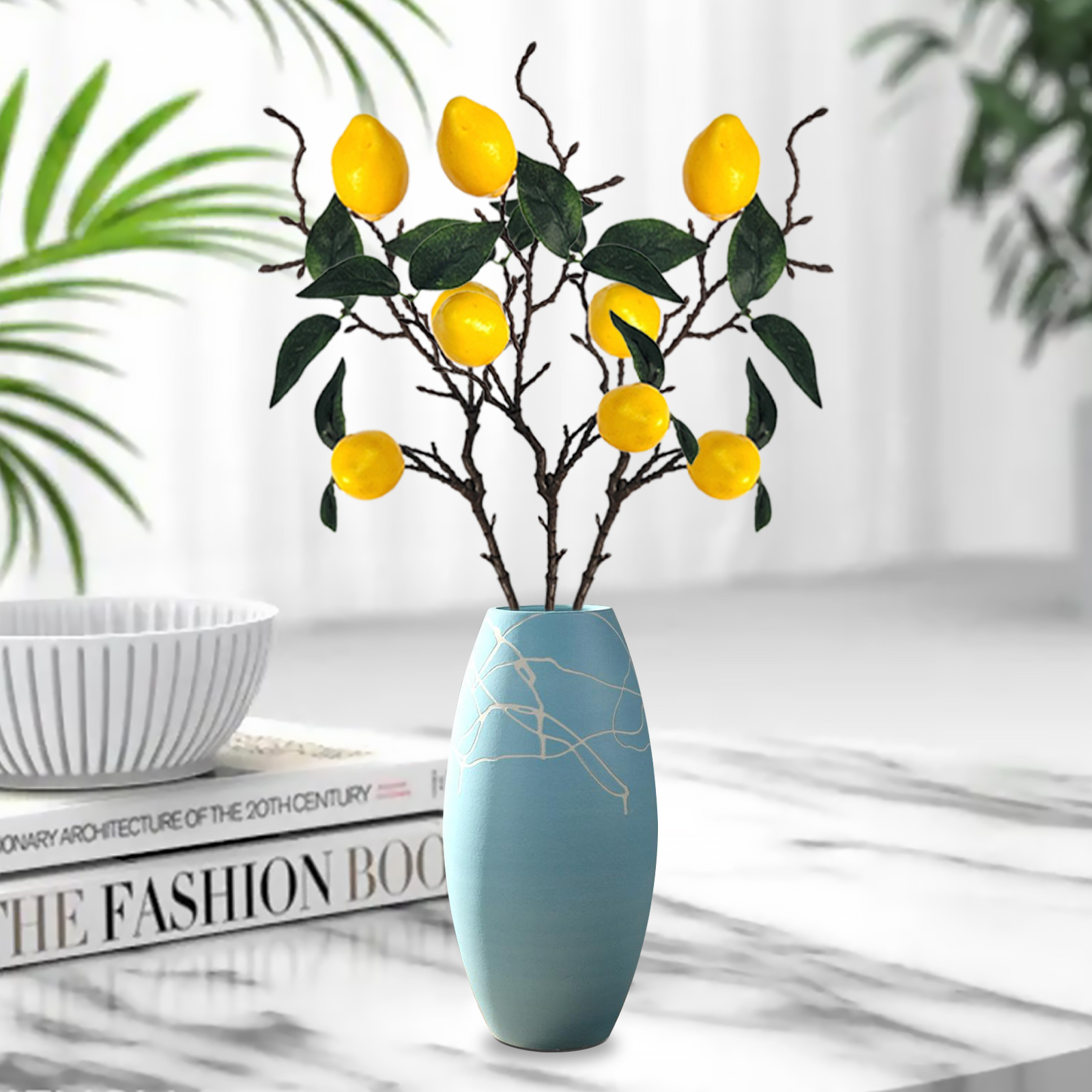 Description Picture 6 of itemSimulated Lemon Oranges Fruit Branches Kitchen Party Decoration Home Table Centerpiece Fake Faux Lemon Stems Artificial Plant