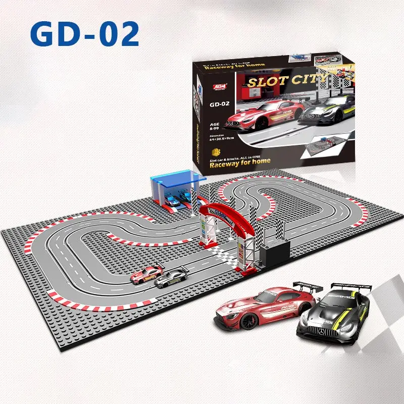 Racing Track, duplo controle remoto, Slot Car, Natal Presentes, 1:64