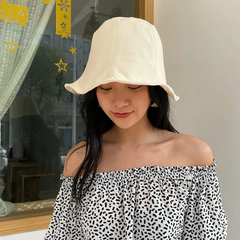 2022 New Women Spring and Summer Japanese Cotton Fisherman Hat Korean Version Ins Retro Foldable Bucket Cap Dome Panama Gorros womens white bucket hat