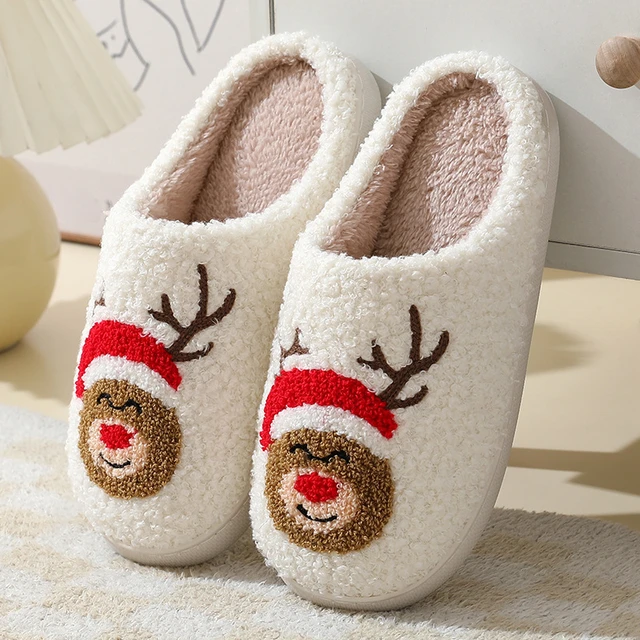Cheap Cute Cat Slippers Fluffy Furry Women Home Platform Slippers Men  Winter Plush Slides Indoor Fuzzy Slippers Lovely Cotton Shoes