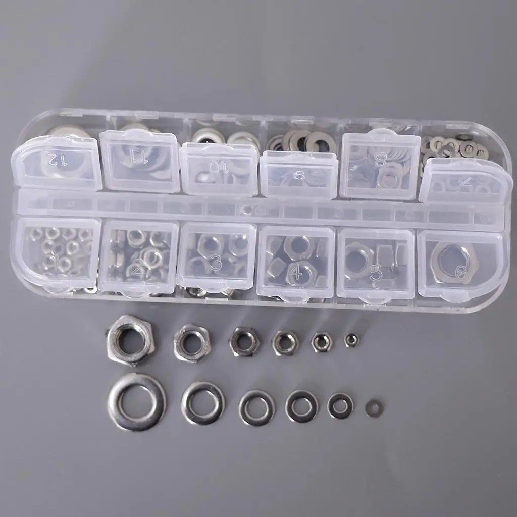 137PCSM2,M3,,M5,M6,M8 Hex Nuts Flat Washer  with Storage Box