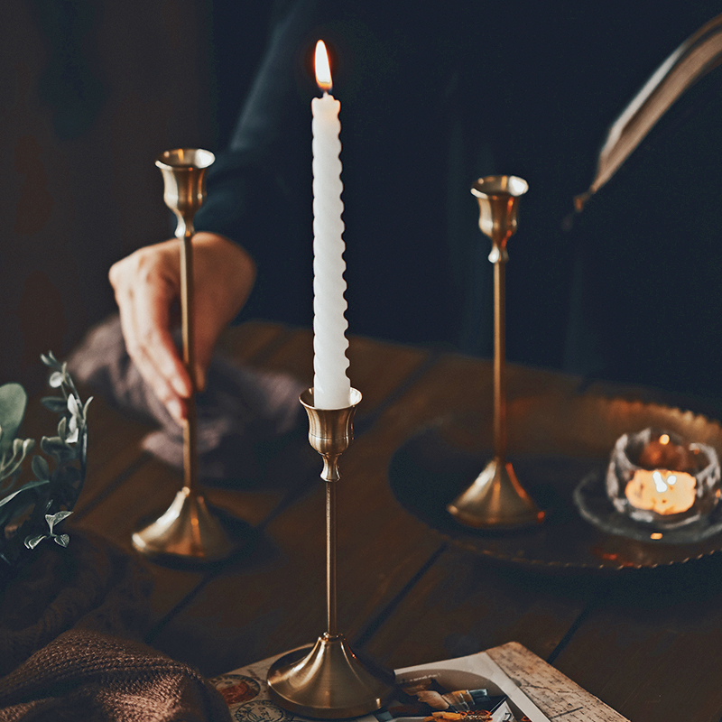 3pc Candlestick Holders Kit Brass Gold Candlestick Set Candle Holders Decorative Candlestick Stand for Wedding Party Dinning