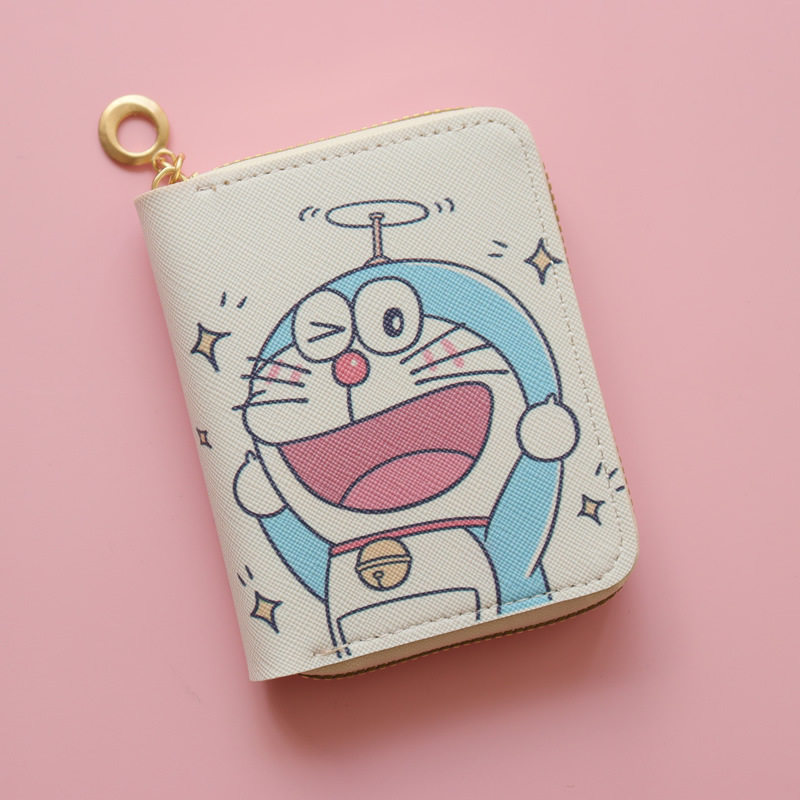 Heißer Verkauf Doraemon Kurze Tasche Anime Druck Nette Brieftasche Cartoon Karte Halter Mini Zipper Geldbörse Kawaii Geldbörsen Schlüsselanhänger Fall – Detail 8
