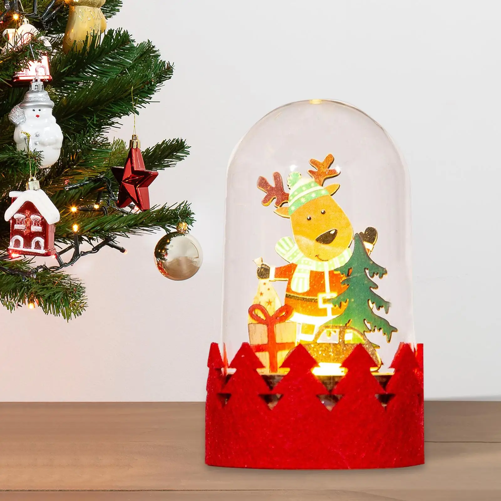 Christmas Lantern Lamp Night Light Battery Operated Decorative for Table Living Room Fireplace Decor Kids New Year Gifts