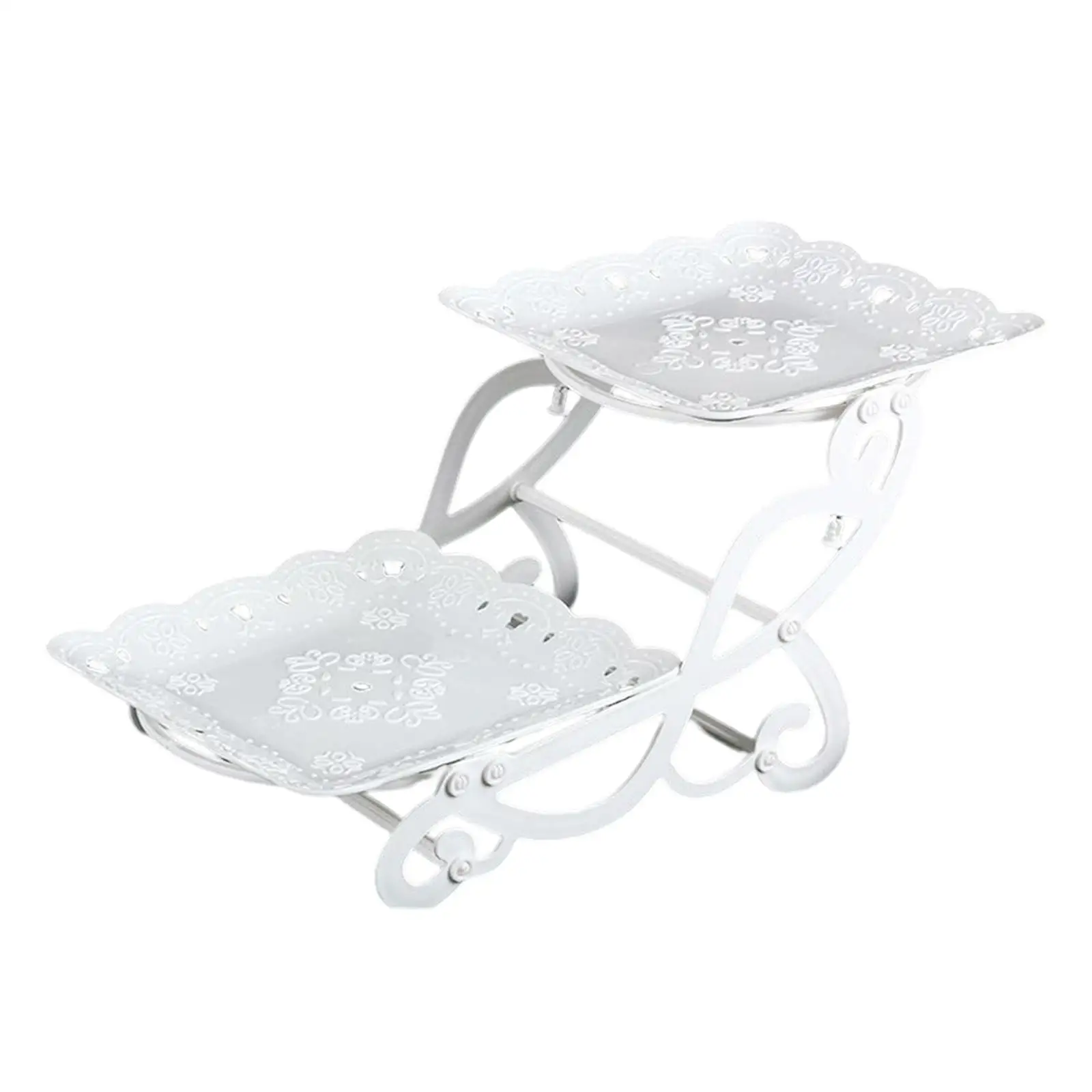 2 Tiers Cake Stand Snack Display Tray Dessert Tray for Dessert Afternoon Tea