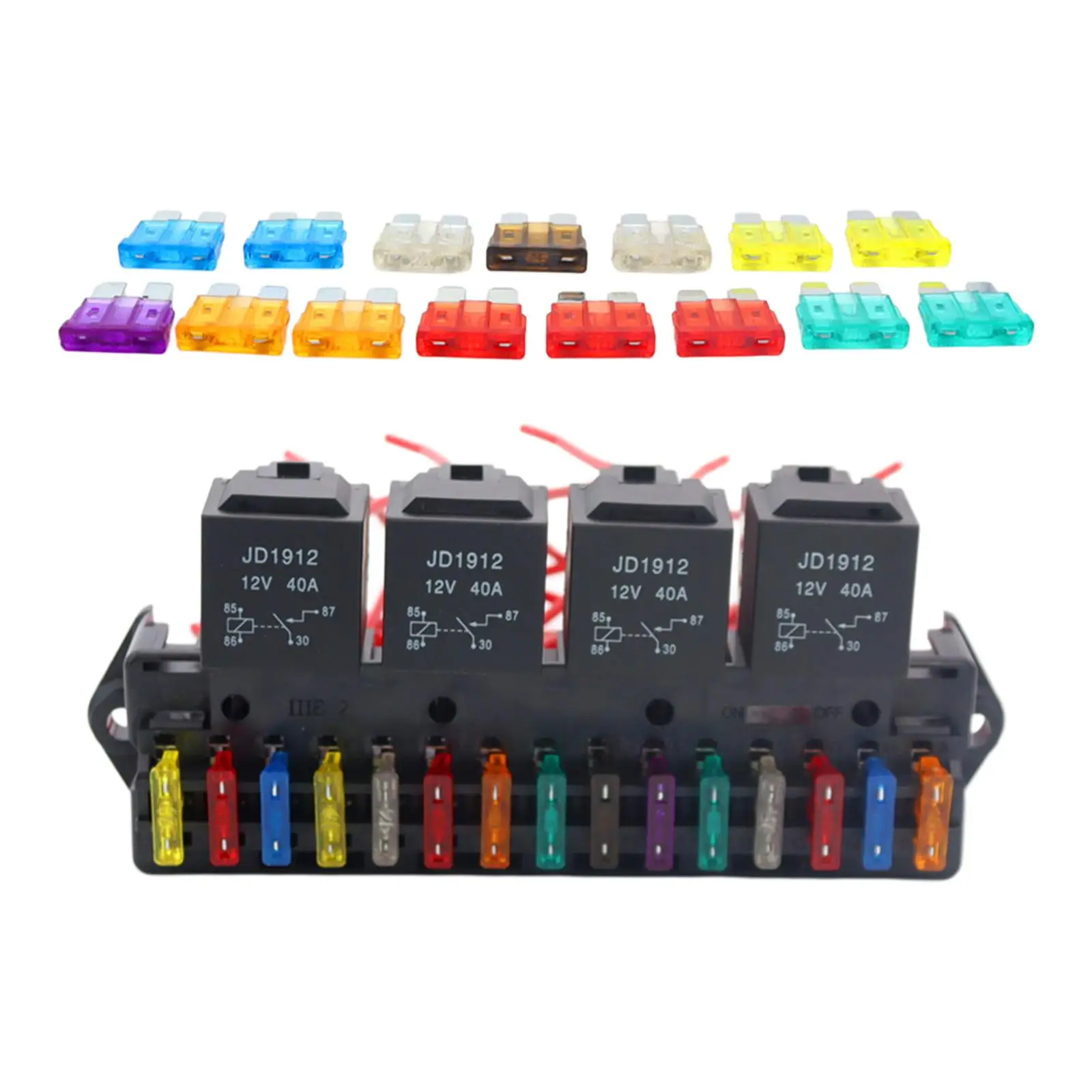 15-Way Car Fuse Box Block Holder Harness Assembly Wiring Multi Circuit Socket Base for Marine Boat Auto Vehicle Bus