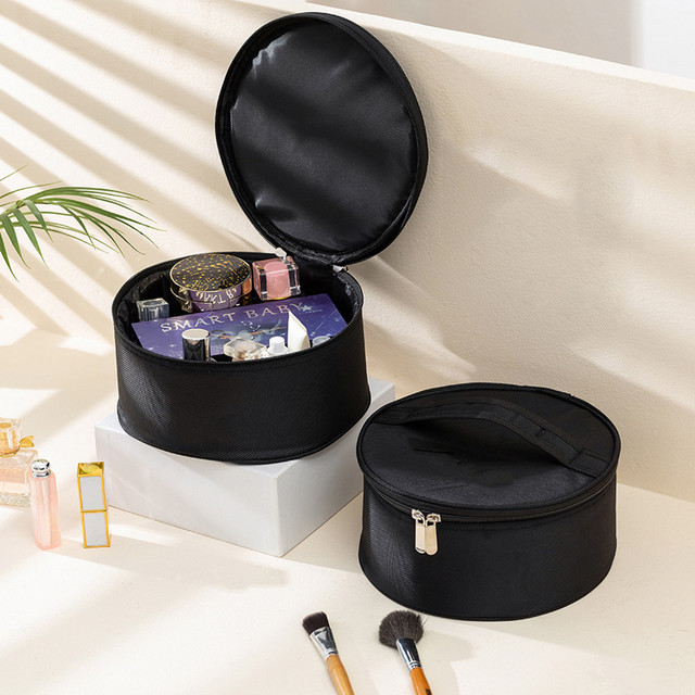 Large Round Cosmetic Makeup Organizer Storage Box with Light