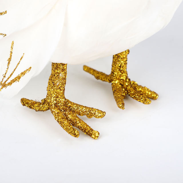 Sparkling Christmas Decorations With Yellow Dummy Parrot Peacock